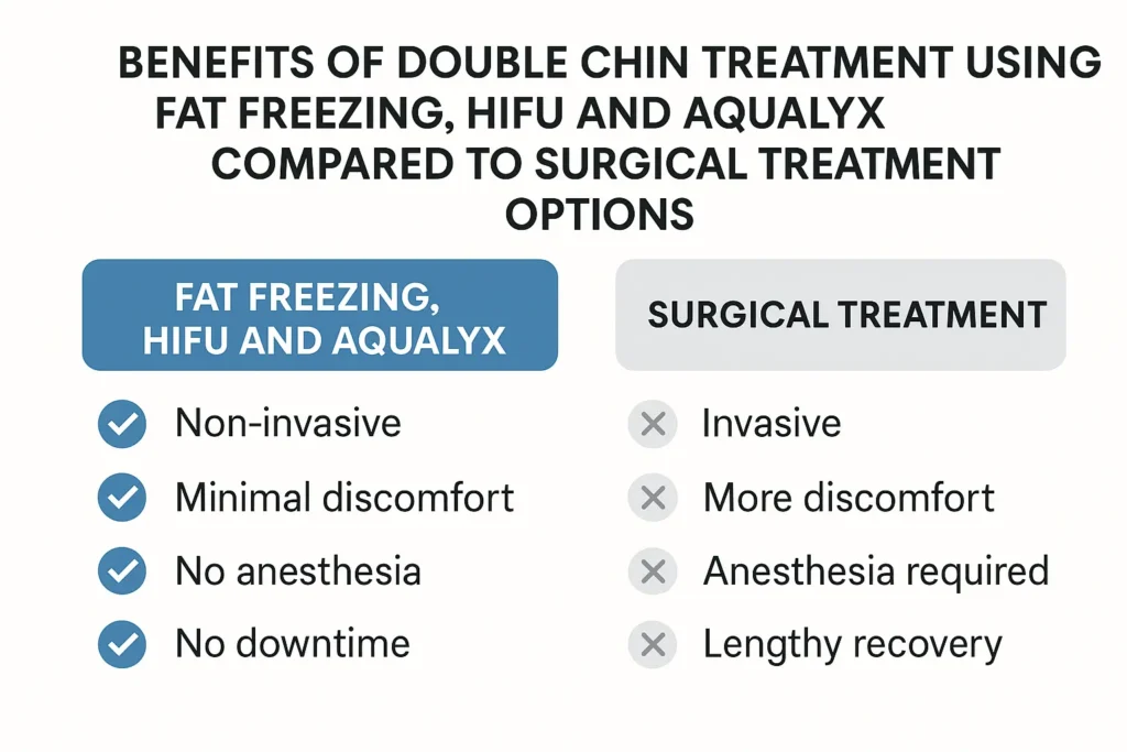 Graphic about the benefits of double chin treatment Hamilton - from LA LIPO